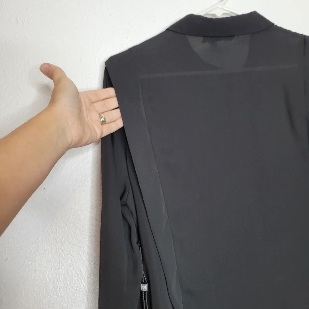 Laundry by Shelli Segal Sheer Black Button-up Shirt Women's Size Small New - Picture 12 of 15